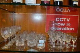 Collection of Cut Glass Crystal Wine Glasses, Whis