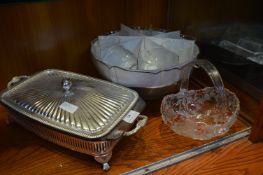 Glass Punch Bowl and Glass Serving Dish, etc.