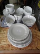 White Crockery Including Off Set Cups & Saucers, D