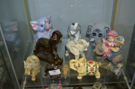 Eleven Assorted Decorative Elephants Including Car
