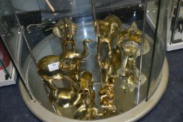 Six Assorted Brass Elephants