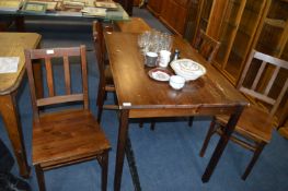 Pine Dining Table with Matching Four Chairs