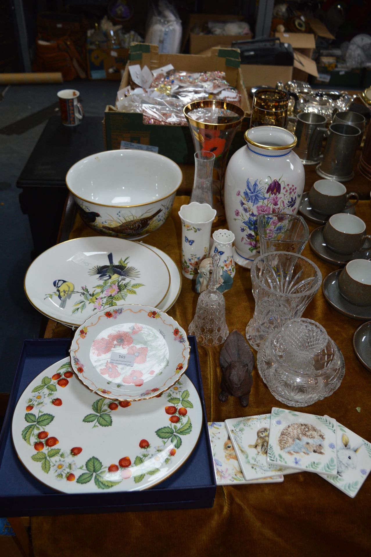 Assortment of Pottery and Cut Glass Including Boxe