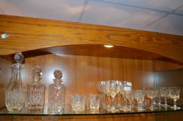 Large Collection of Cut Glass; Three Decanters, Wi