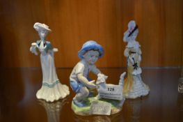 Three Figurines; Coalport Lady Sarah, Coalport Lad