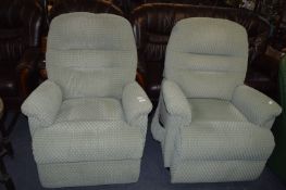 Two Green Upholstered Armchairs
