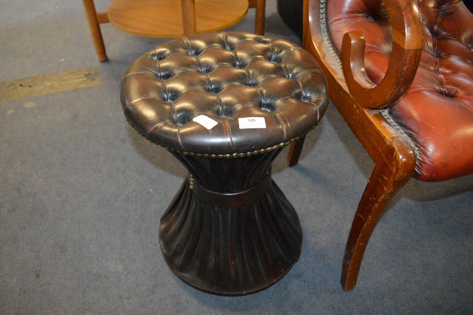 Dark Leather Stool