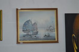 Oil on Canvas - Chinese Junk by C. Chan
