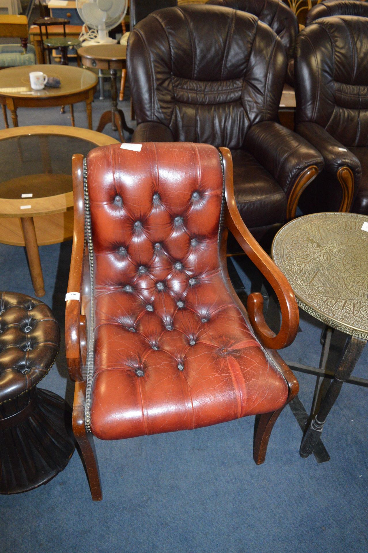 Red Leather Chesterfield Slipper Chair