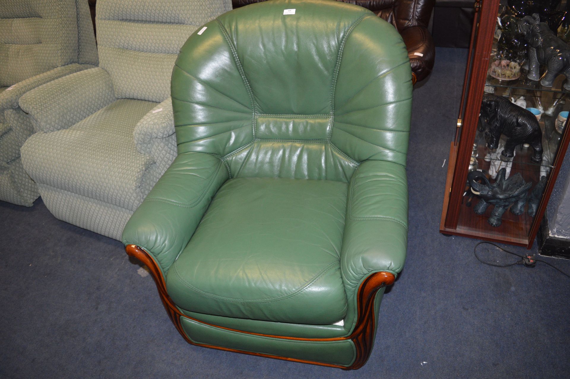 Green Leather Upholstered Armchair