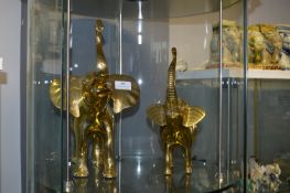 Two Large Brass Elephants