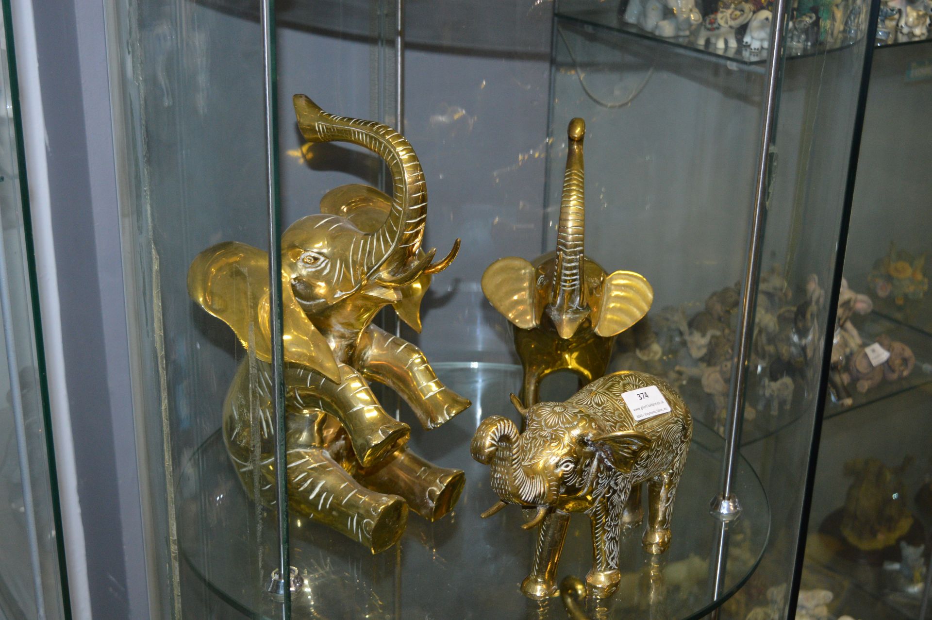 Three Large Brass Elephants