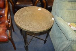 Indian Brass Topped Side Table