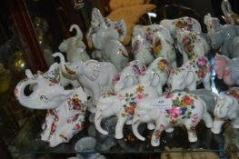 Twelve Assorted Elephants Including Staffordshire