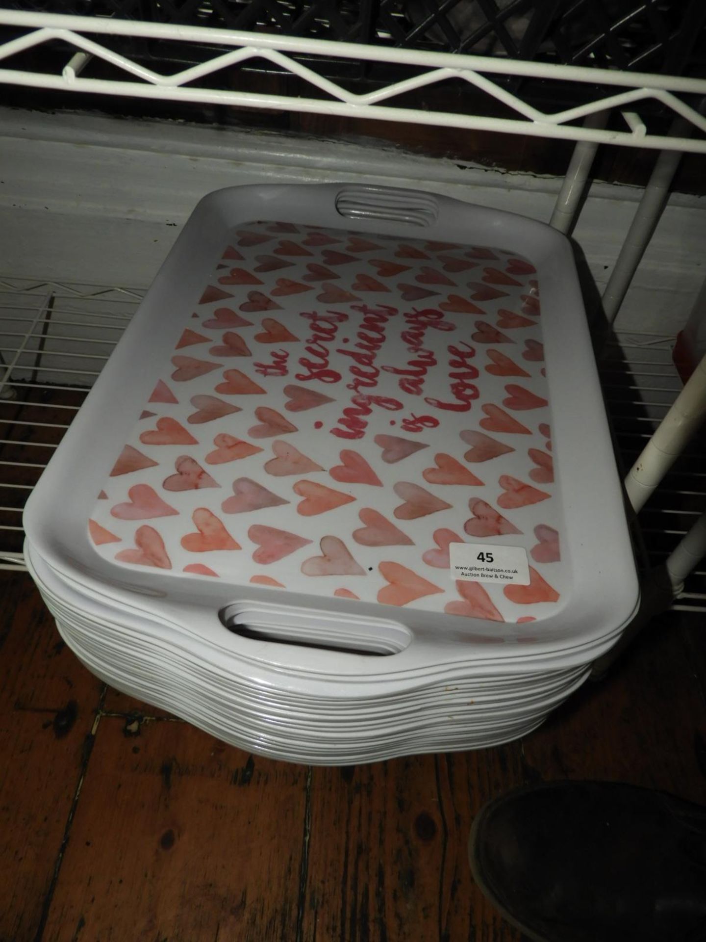 Twenty Two White Plastic Trays with Love Hearts