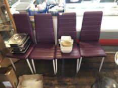 Four Highback Dining Chairs in Lilac Upholstery on