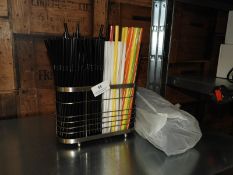 Stainless Steel Straw Holder and Assorted Straws