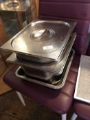 Two Bain Marie Inserts with Lids and Three Roastin
