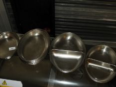 Nine Oval and Five Divided Stainless Steel Serving