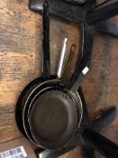 Five Black Iron and Other Frying Pans