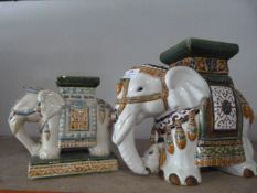 Two Small Ceramic Elephant Plant Stands