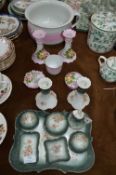 Two Part Pottery Dressing Table Sets and a Potty