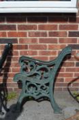 Pair of Green Painted Ornate Cast Iron Bench Ends