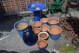 Large Quantity of Blue Glazed Terracotta Plant Pot