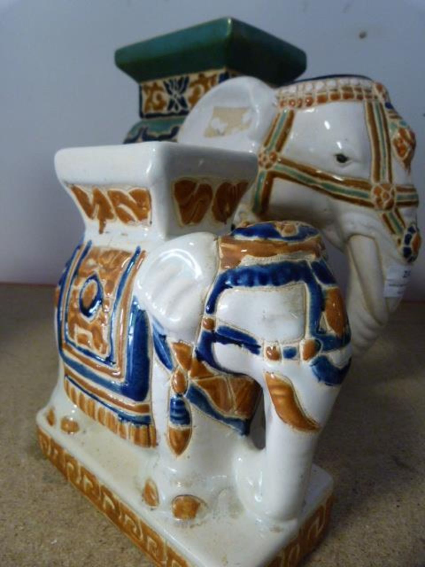 Two Ceramic Elephant Plant Stands