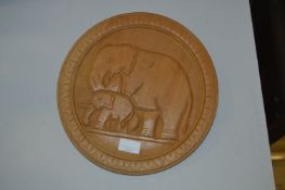 Carved Wooden Elephant Wall Plaque