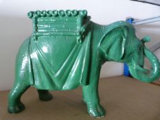 Large Green Ceramic Elephant Plant Stand (AF)