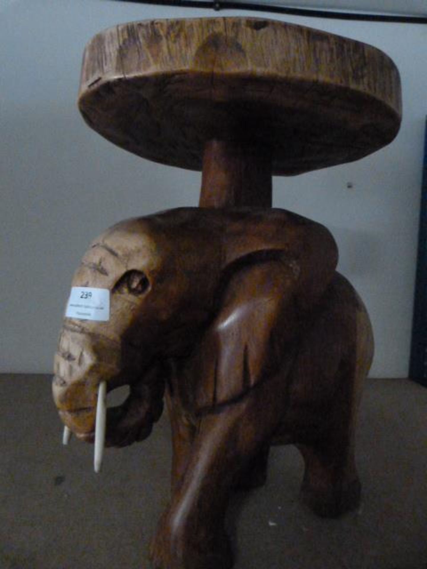 Small Wooden Side Table on Elephant Base