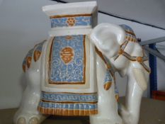 White Ceramic Elephant Plant Stand