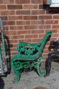 Pair of Green Painted Ornate Cast Iron Bench Ends