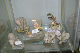 Collection of Eight Elephants Including Tuskers