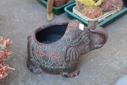 Glazed Pottery Elephant Garden Planter