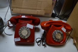 Two Vintage Red Telephones
