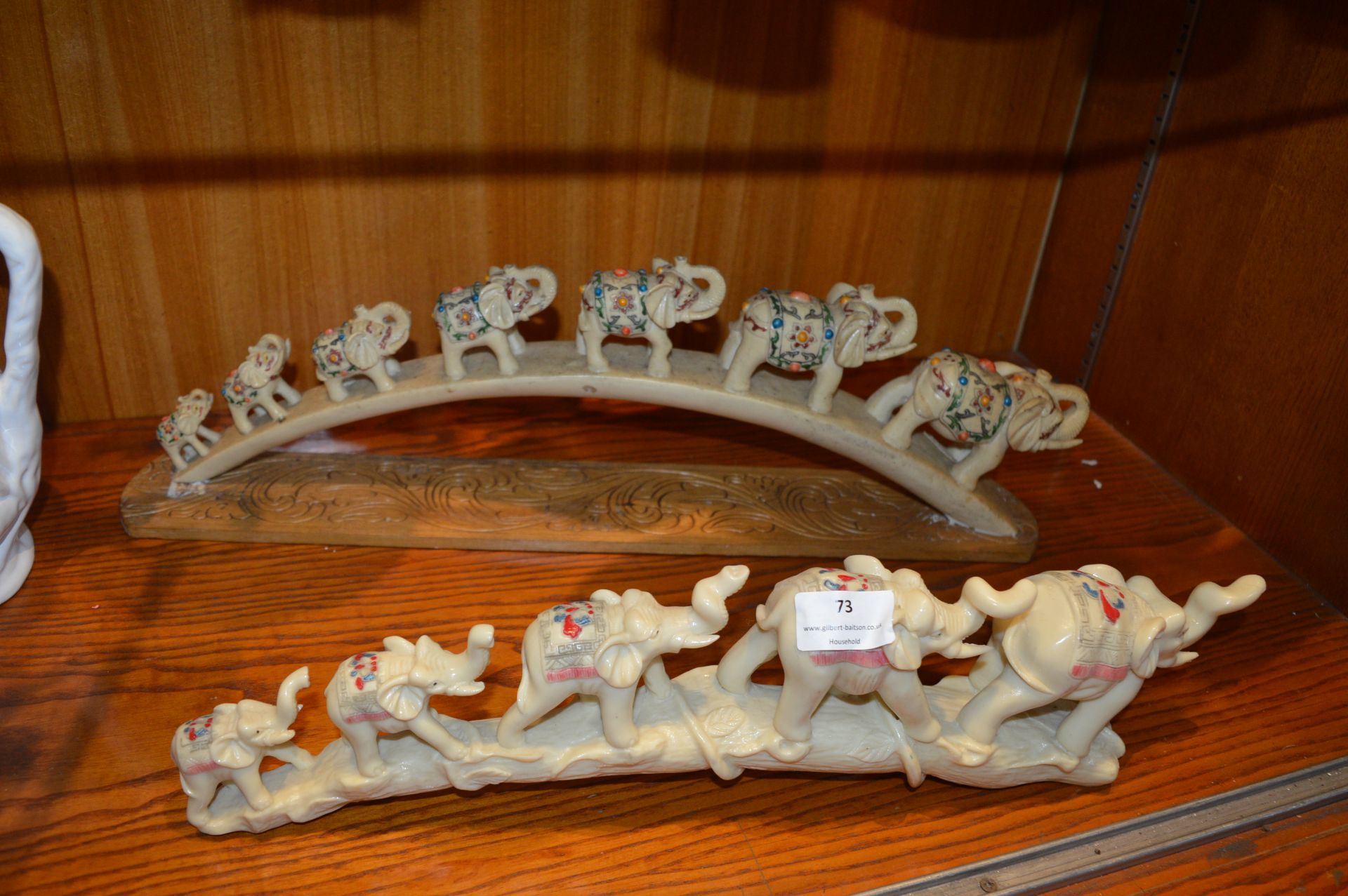 Two Elephant Carvings - Elephants Crossing Bridges