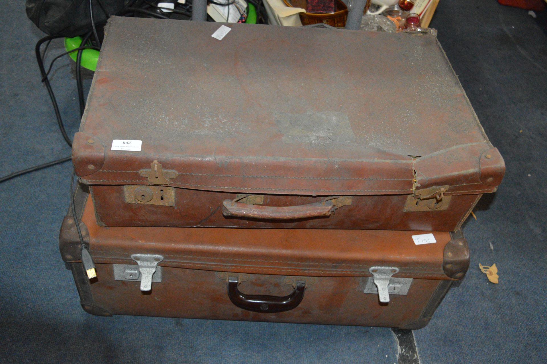 Two Distressed Vintage Suitcases