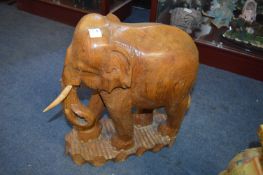 Large Craved Wooden Elephant
