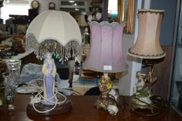 Three Decorative Table Lamps - 1920's Flapper and