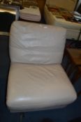 Cream Leather Upholstered Chair