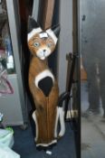 Wooden Cat Sculpture
