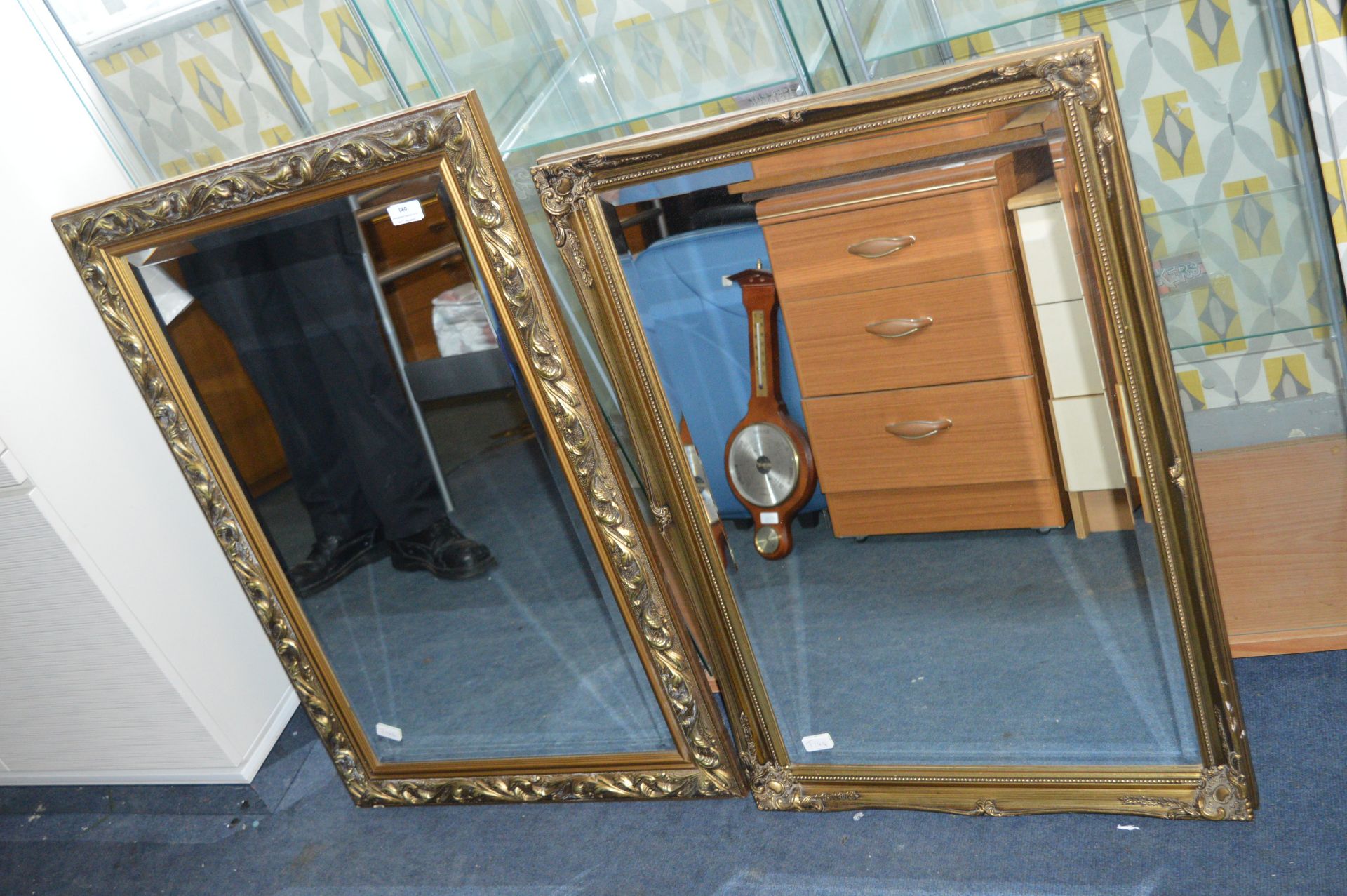 Two Beveled Edge Gilt Framed Mirrors