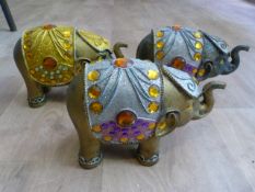 Three Bejeweled Indian Elephants