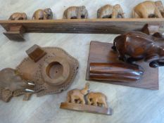 Salon Elephant Ashtray and Three Groups of Wooden
