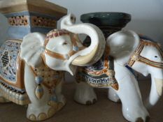 Two Ceramic Elephant Plant Stands