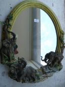 Oval Mirror Framed with Elephants