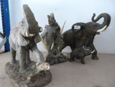 Four Assorted Resin Elephants