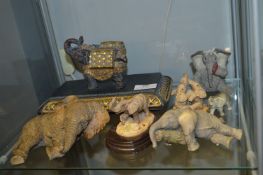 Collection of Seven Elephants Including one on a P